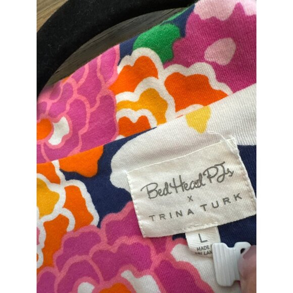 Bedhead X Trina Turk Short-Sleeve Pajama Top Large Organic Cotton Knit Floral - Picture 3 of 4